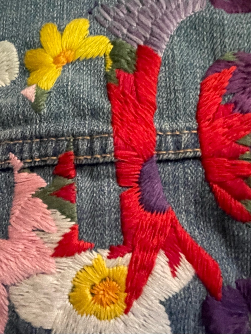Anthropologie Pilcro Embroidered Denim Jacket, Size XL - Picture 9 of 9